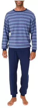 Normann Herren Schlafanzug lang Kuschel Interlock (226 101 96 852) marine