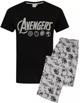 Marvel Logo Kurzärmeliges Pyjama-Set mit langem Bein (M53924) schwarz