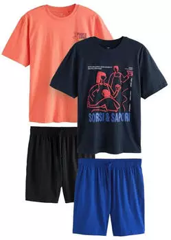 Next Fashion Pyjama Normale Passform orange/schwarz