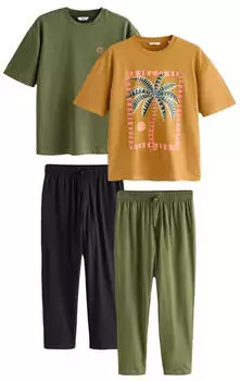Next Fashion Pyjama / Schlafanzug aus Jersey (H8821316) navy/oliv/pastellorange