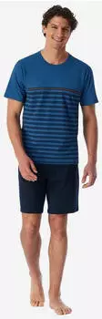 Schiesser Uncover Pyjama Set kurz (184224) blau
