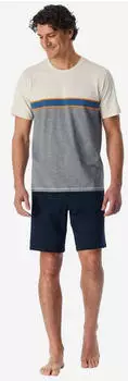 Schiesser Uncover Pyjama Set kurz (184225) blau