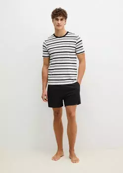 Marc O'Polo Mix N Match Loungepants / Shorty Interlock schwarz/weiß