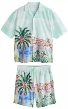 Next Fashion Herren Pyjama pastellblau/grün/rot/weiß