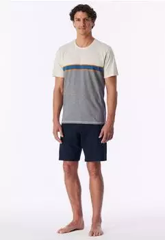 Schiesser Uncover Pyjama Set Shirt und kurze Hose (184225) blau