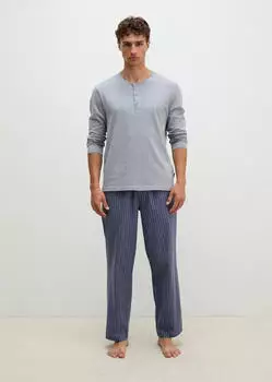 Marc O'Polo Mix & Match Cotton Pyjama Set (47119437) graublau / blau gestreift