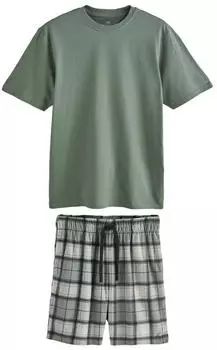 Next Fashion Herren Pyjama kurz (F08776) beige/oliv/schwarz