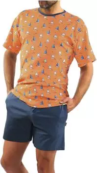 Sesto Senso Schlafanzug Kurz Kurzarm Vintage (2556/08) orange denim