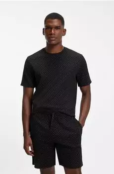 Hugo Boss Pyjama-Top mit Monogramm-Print - Style WaffleAOP T-Shirt 50571386 Schwarz