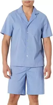 Amazon Essentials Short Pyjama Set in Cotton Stretch Poplin with V-Neck (AEMN66794SS26) kornblumenblau