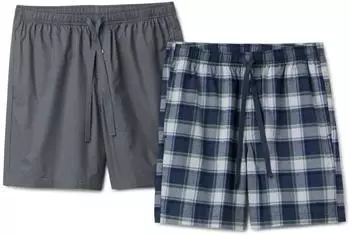 Amazon Essentials Pyjama Shorts Kurz Baumwoll-Stretch-Popeline 2er-Pack Relaxed Fit (AEMN70094) dunkelgrau/ländliches karo