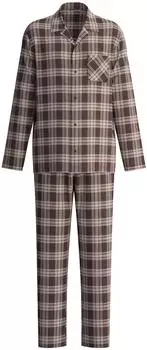 Calida Relax Flannel Mood Pyjama mit Knopfleiste (42780-957-M) coffee bean