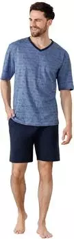 Hajo Shorty Kurzarm Premium Cotton (53837-652-54) marine royal gemustert