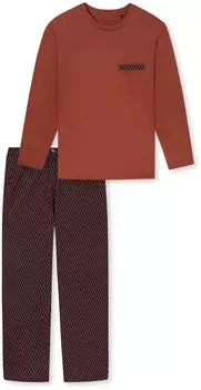 Schiesser Schlafanzug lang kupfer gemustert - Comfort Nightwear (180262-614)