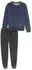 Schiesser Schlafanzug lang Frottee Bündchen Ringel faded denim - Casual Nightwear (183940-843)