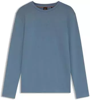 Hugo Boss Longsleeve aus Stretch-Baumwolle mit Logo-Print - Style TChark 50473286 Blau