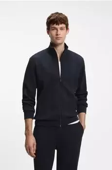 Hugo Boss Jacke aus Baumwoll-Mix mit Waffelstruktur - Style Structure Zip Jacket 50559332 Dunkelblau