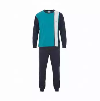 H.I.S Jeans Pyjama Set mit breiten Streifen (HI50285002000001) türkis/marine/weiß