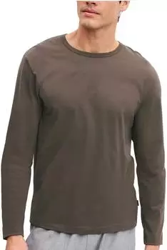 Calida Remix Basic Sleep Langarm-Shirt (15088) choco brown/blau