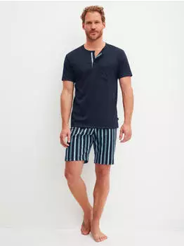 Calida Relax Shorty / Kurz Pyjama (41967) saphir blau