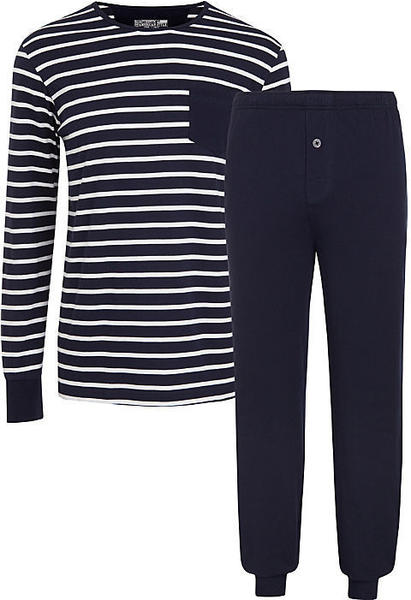 Jockey Cotton Nautical Stripe Full Knit Pyjama navy