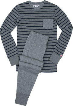 Jockey Cotton Nautical Stripe Full Knit Pyjama dark shadow melange