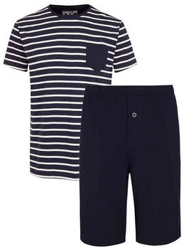 Jockey Cotton Nautical Stripe ½ Knit Short Pyjama navy
