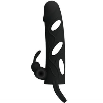 Pretty Love Penis sleeve with clitoral stimulation black 14 cm