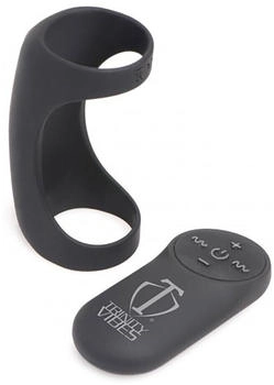 XR Brands Trinity Vibes doppelter Penis Schaft Vibrationsring schwarz