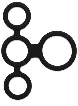 Rimba Latex Play - Quatro Cock Ring and Ball Splitter - Black