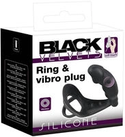 Black Velvets Penis-/Hodenring Ring & Vibro Plug mit Vibro-Analplug - intensives