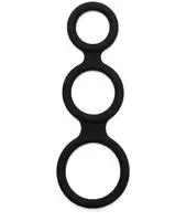 Rimba Latex Play Triple Cock Ring Schwarz