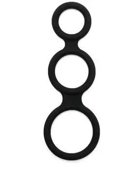 Rimba Latex Play - Triple Cock Ring - Black