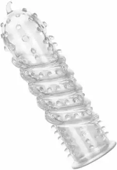 E.I.S. Penishülle mit Rippen- und Noppenstruktur 15,5 cm transparent