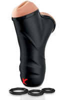 PDX Vibrierender Masturbator mit zwei Eingangskan&auml;len und Vakuumeffekt, 22,5 cm