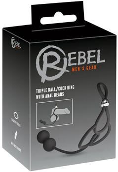 Rebel Triple Ball & Cock Ring with Anal Beads
