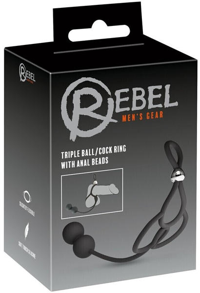 Rebel Triple Ball & Cock Ring with Anal Beads