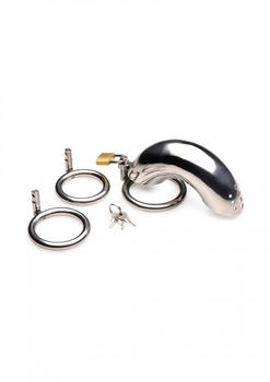 Master Series Locking Stainless Steel Chastity Cage w/ 3 Rings