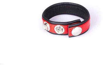 Kiotos Rainbow Leather Cock Strap Black & Red