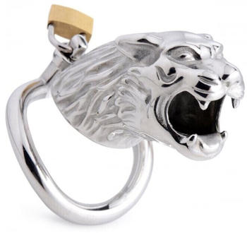 Master Series Tiger King Locking Chastity Cage - Silver