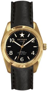 Oxygen Lingot 38 Damen Quarz-Uhr mit schwarzem Zifferblatt Analog-Anzeige und schwarzem Lederarmband EX-S-LIN-CL - 38-BL