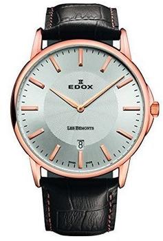 EDOX Unisex-Armbanduhr EDOX LES BÈMONTS SLIMM MOVEMENT Analog Quarz Leder 56001 37R AIR