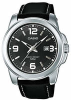 CASIO TIMELESS COLLECTION Quarzuhr Armbanduhr, Herrenuhr, analog, Datum, Lederarmband