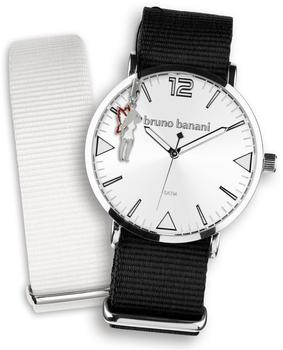 Bruno Banani Uhren Set Analog-Uhr Armband TextilNylon schwarz-weiß UBRS63WE