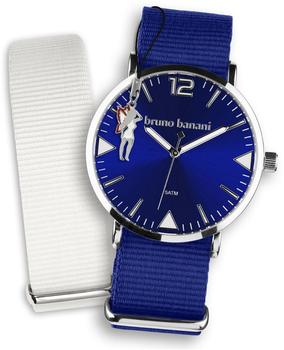 Bruno Banani Uhren Set Analog-Uhr Armband TextilNylon blau-weiß UBRS52WE