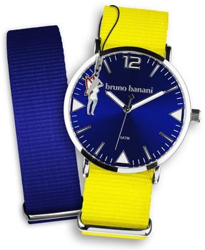 Bruno Banani Uhren Set Analog-Uhr Armband TextilNylon gelb-blau UBRS59DU