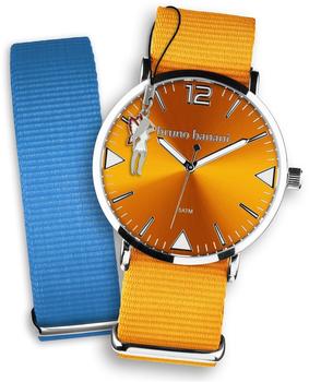 Bruno Banani Uhren Set Analog-Uhr Armband TextilNylon orange-blau UBRS56BL