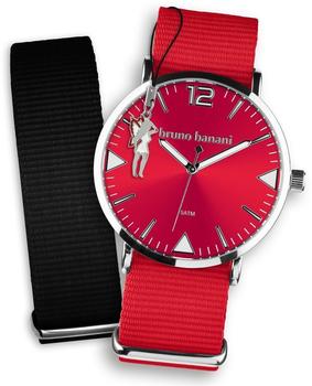 Bruno Banani Uhren Set Analog-Uhr Armband TextilNylon rot-schwarz UBRS55SC