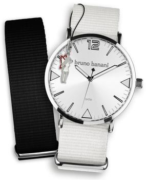 Bruno Banani Uhren Set Analog-Uhr Armband TextilNylon weiß-schwarz UBRS51SC