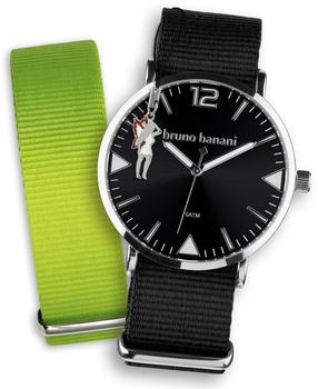 Bruno Banani Uhren Set Analog-Uhr Armband TextilNylon schwarz-grün UBRS50GR